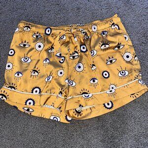 AVERIE AMARA EVIL EYE DRAWSTRING SATIN PAJAMAS PJ'S SHORTS - EUC - SIZE MEDIUM